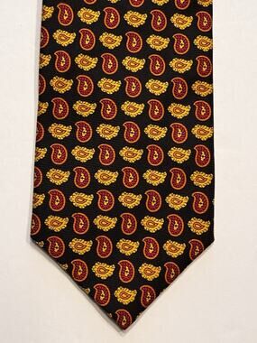 Ben Silver Cravate Silk Neck Tie Black Small Paisley Charleston 3.5 Inch Classic